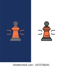 Chess, Advantage, Business, Figures, Game, Strategy, Tactic  Icons. Flat and Line Filled Icon Set Vector Blue Background