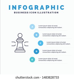 Chess, Advantage, Business, Figures, Game, Strategy, Tactic Line icon with 5 steps presentation infographics Background