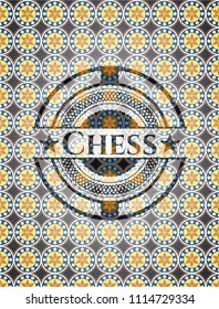 Chess arabesque style badge. arabic decoration.