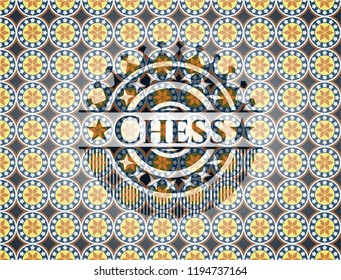 Chess arabesque style badge. arabic decoration.