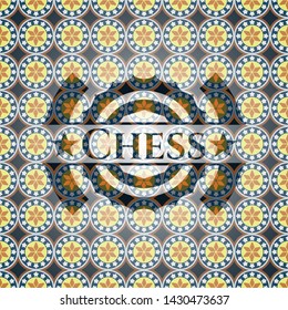 Chess arabesque style emblem. arabic decoration.
