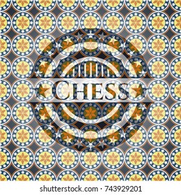 Chess arabesque style emblem. arabic decoration.