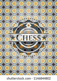 Chess arabic badge. Arabesque decoration.