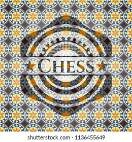 Chess arabic emblem. Arabesque decoration.