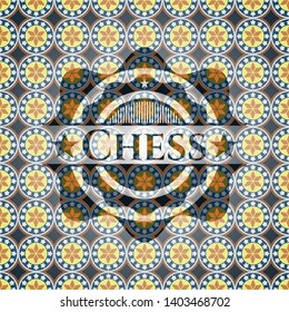Chess arabic emblem. Arabesque decoration.
