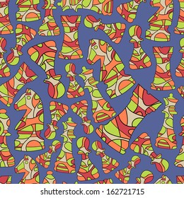 Chess background with abstract objects. Seamless pattern can be used for web page backgrounds,  wallpapers ,pattern.