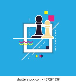 chess background illustration in flat and line style.