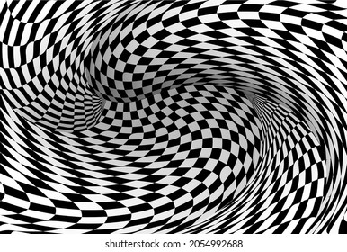 Chess background tunnel. 3D perspective. Background abstract vector image