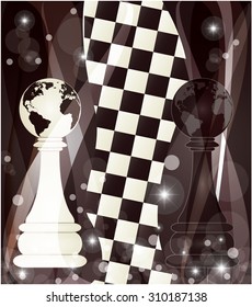 Chess background with two chess pawn, vector illustration