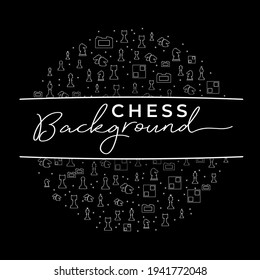 Chess Background, Vector on black background with Chess icons, Vector Illustration