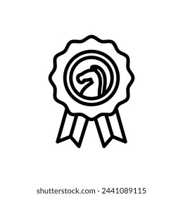 Chess Badge Outline Icon Vector Illustration