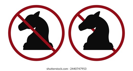 icono de prohibición de ajedrez. No se permite jugar al ajedrez. Juegos prohibidos