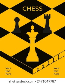 Chess banner. Greeting card with chess pieces . International Day of Chess. Vector background for greeting cards or banners. International chess day poster.	
