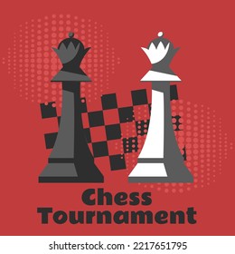 Chess banner poster cover game template abstract concept. Vector graphic design illustration element