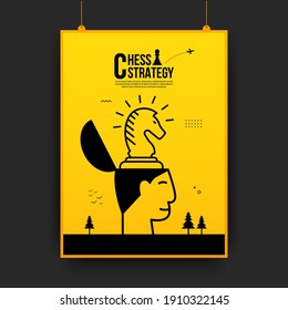 Chess battle competition flyer, concept of business strategy and management