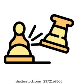 Chess bet icon outline vector. Online game. Queen board color flat