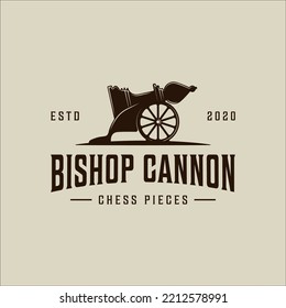chess bishop cannon creative logo vector vintage illustration template icon graphic design. sport strategy sign or symbol for competition or tournament