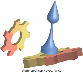 chess bishop and gears chart on white background