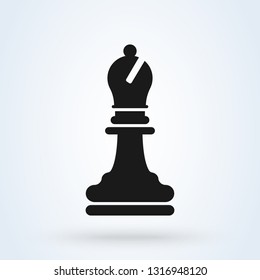 Chess Bishop Icon In Flat Style Vector illustration