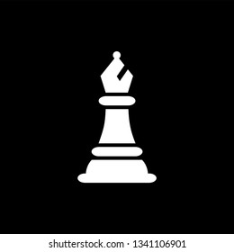 Chess Bishop Icon On Black Background. Black Flat Style Vector Illustration.