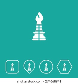 Chess Bishop Icon on Flat UI Colors with Different Shapes. Eps-10.