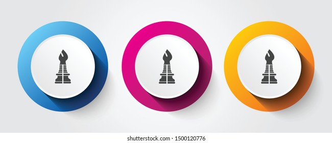 Chess Bishop icon on three colorful buttons.