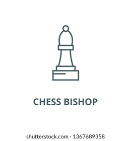 Chess bishop line icon, vector. Chess bishop outline sign, concept symbol, flat illustration