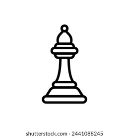 Chess Bishop Outline Icon Vector Illustration