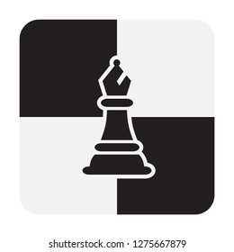 Chess Bishop Pieces isolated on white background. Chessboard Bishop Silhouettes Vector Illustration.