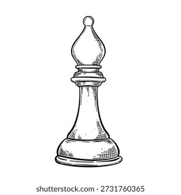 Chess bishop vector sketch line art hand drawn illustration