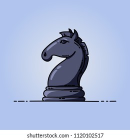 Chess black knight vector flat icon