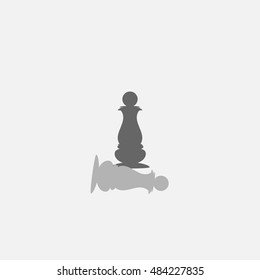Chess black pawn win the white pawn . Vector illustration
