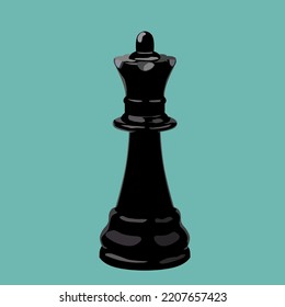 Chess Black Queen sign isolated on a green background.  Vector illustration.