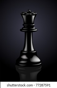 Chess Black Queen - Vector Illustration