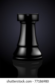 Chess Black Rook - Vector Illustration