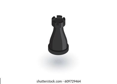 chess black, strategy isometric flat icon. 3d vector colorful illustration. Pictogram isolated on white background