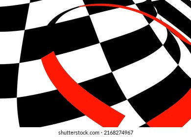 Chess black and white background with red elements and distortion. Abstract unusual creative background. Chess board.