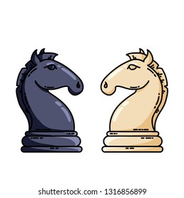 Chess black and white knights vector flat vector image