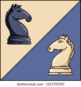 Chess black and white knights vector flat vector image