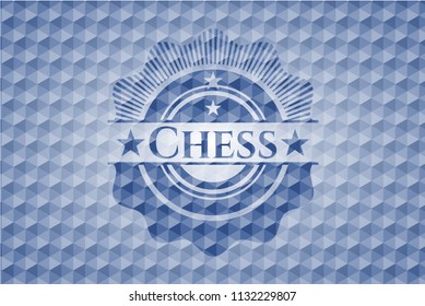 Chess blue emblem with geometric background.