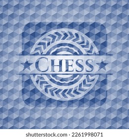 Chess blue emblem with geometric background. Vector Illustration. Detailed. 