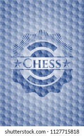 Chess blue emblem with geometric pattern.