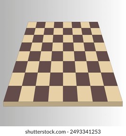 Chess board. Chess 3D. Colored wooden board. Gray background. Vector illustration EPS10.