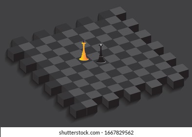 El tablero de ajedrez. Antecedentes abstractos. Estructura ruidosa con cubos. Imagen vectorial