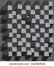 El tablero de ajedrez. Antecedentes abstractos. Estructura ruidosa con cubos. Imagen vectorial