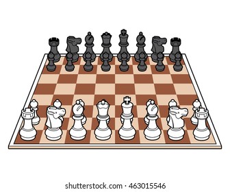 Chess board with all pieces in place, vector illustration. svg