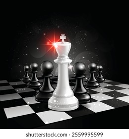 Chess board with black Piece vector Background.