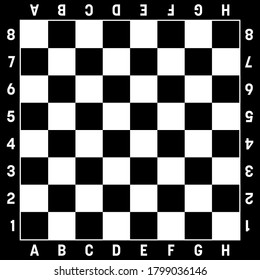 Chess board in black and white. Gameboard for leisure or sport game of chess. Vector illustration.