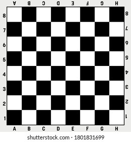 Chess Board In Black And White. Gameboard For Leisure Or Sport Game Of Chess. Vector Illustration.