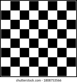 Chess Board In Black And White. Gameboard For Leisure Or Sport Game Of Chess. Vector Illustration.